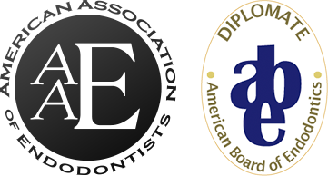 American Association of Endodontists (AAE) logo and Diplomate of the American Board of Endodontics (ABE) logo
